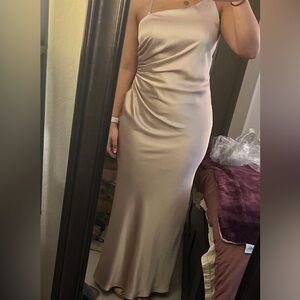 Revelry Bridesmaid Jade Satin Dress